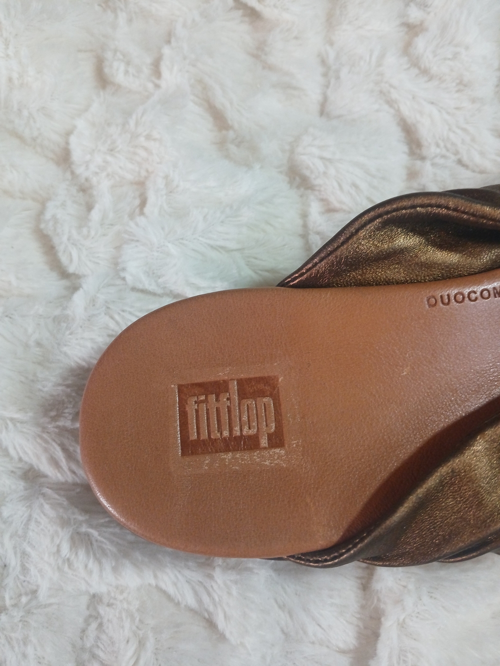 FitFlop Womens Twine Slip On Thong Toe Post Slides Metallic Gold Size 6 - Picture 10 of 11